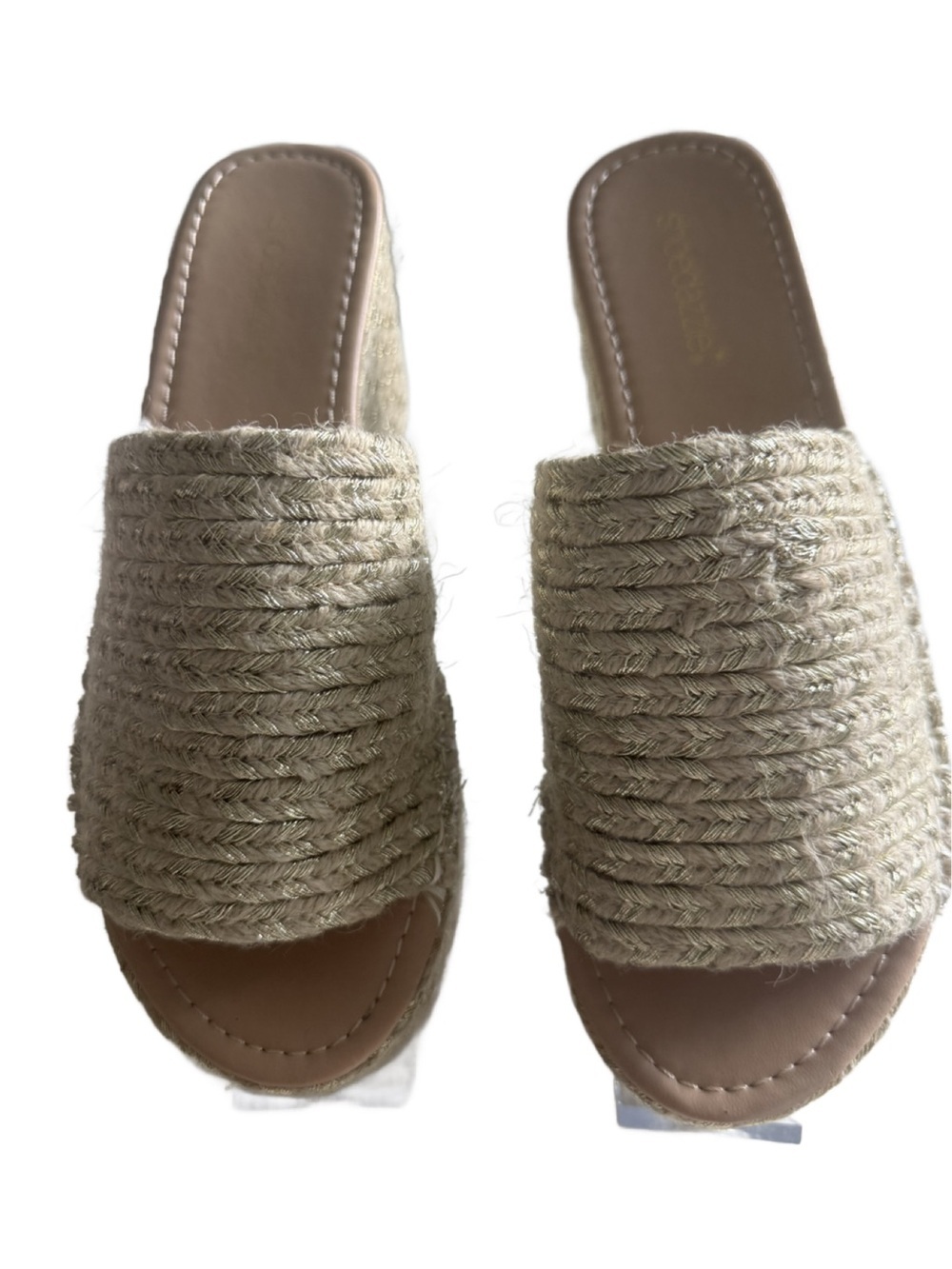 Shoe Dazzle Natural Braided Rope Slide Sandals NWOT- Beige. 8.5